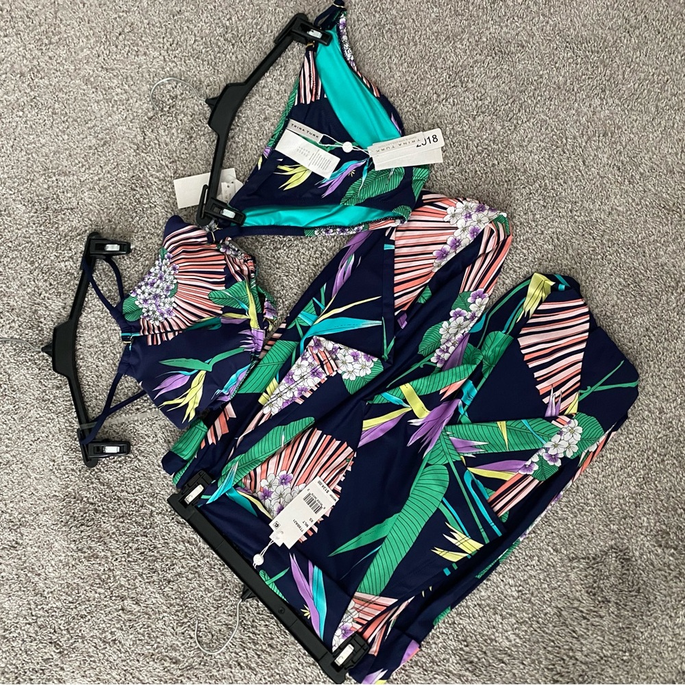 Trina Turk Blue and Green Bikini Swim Set